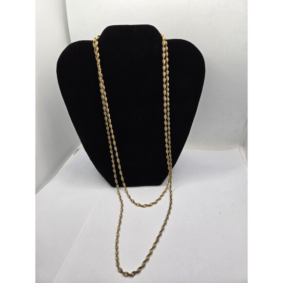 Gold Over Sterling 925 Silver Twisted Chain Necklace ITALY Signed 22" - 23" Long - Picture 1 of 5